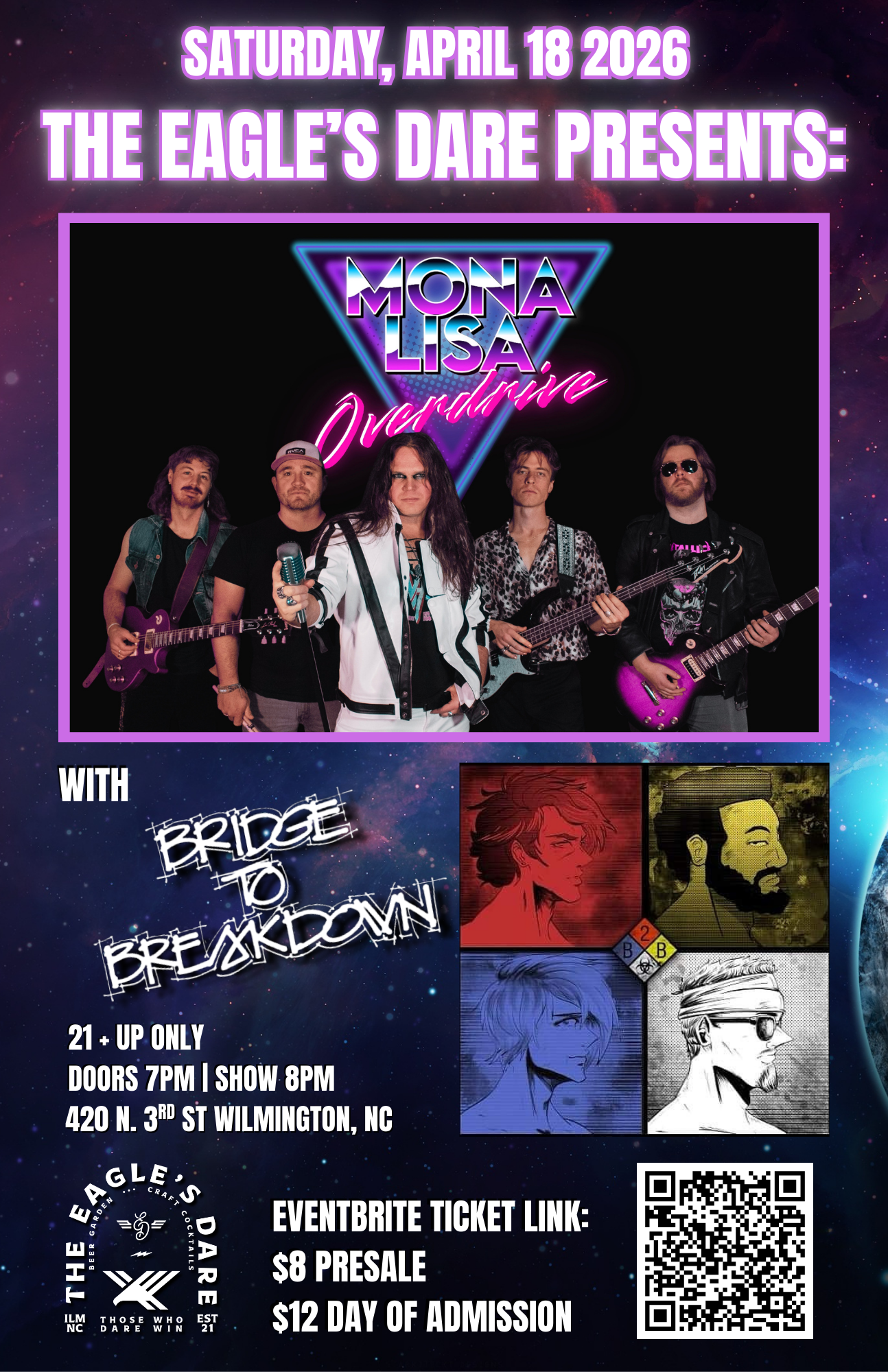 Eagles dare presents Mona Lisa Overdrive April 18th